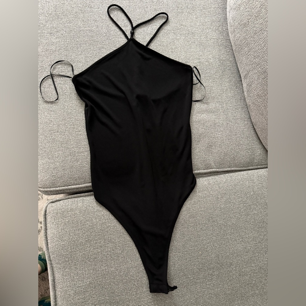 Zara Sleek Black Strappy Bodysuit